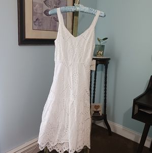 White Cotton Eyelet Sundress Japna Small Summer Dress